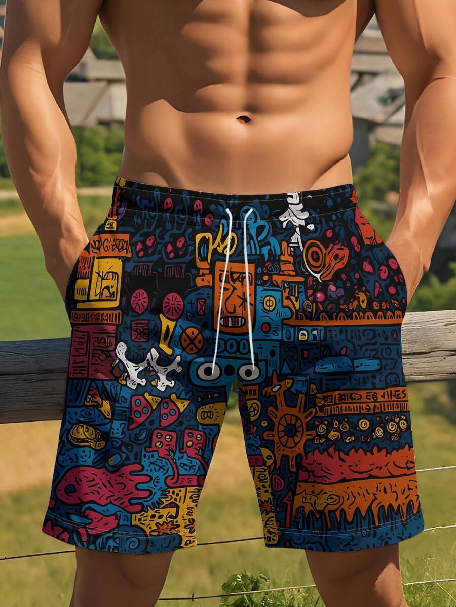 Swim Trunk Quick Dry - Mens Beach Shorts 3D Digital Print