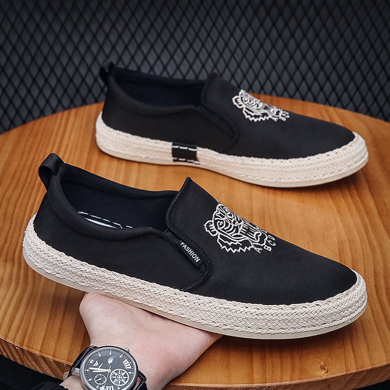 black Breathable shoes for man - Espadrille Slip On บทวิจารณ์และราคา