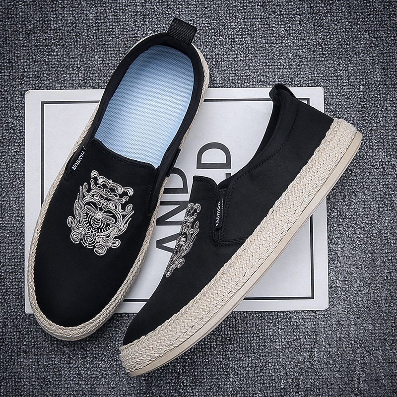black Breathable shoes for man - Espadrille Slip On บทวิจารณ์และราคา