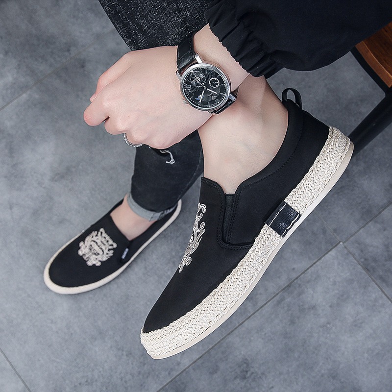 black Breathable shoes for man - Espadrille Slip On บทวิจารณ์และราคา
