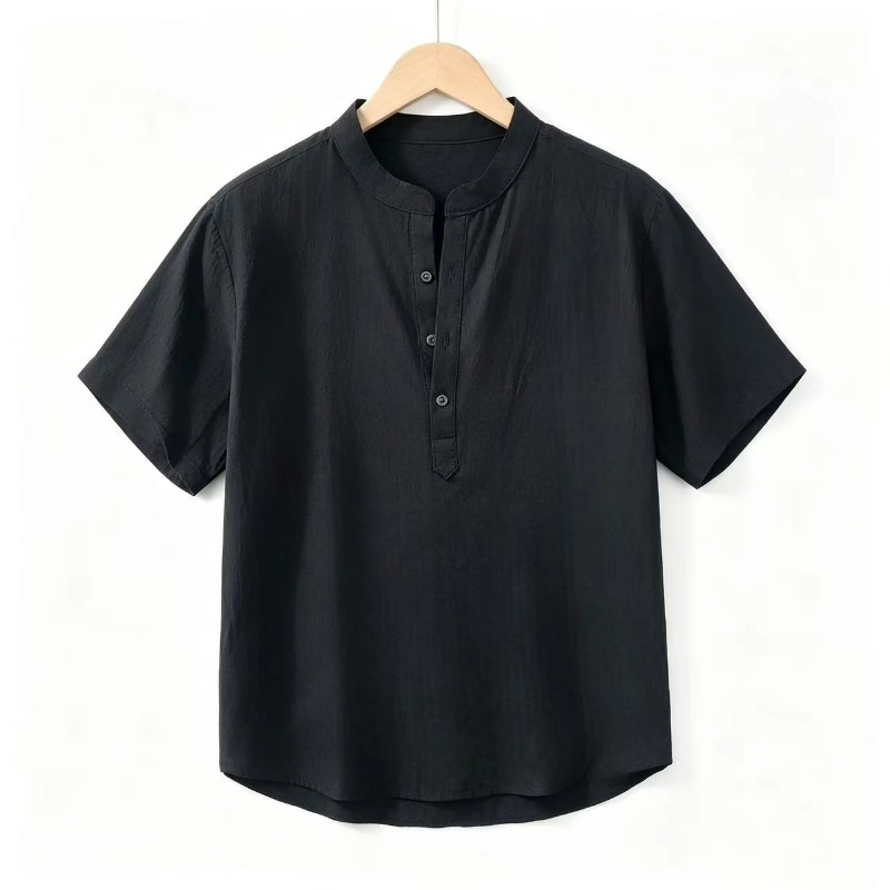 Summer Mens Short Sleeve Shirt - Linen Shirt Breathable บทวิจารณ์และราคา