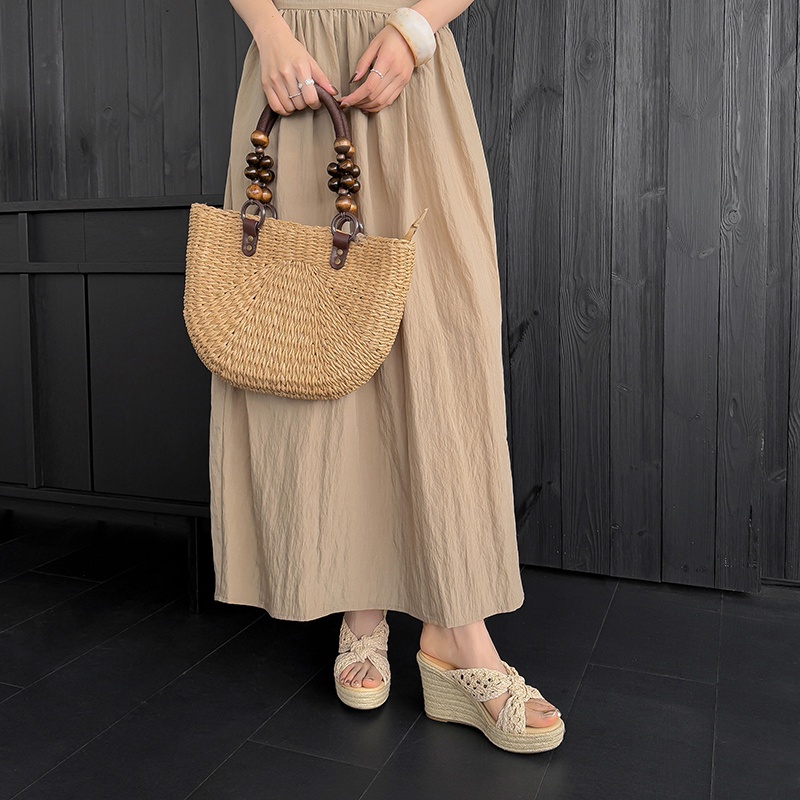 MKKHOU Women Woven Straw Wedge - Espadrille Slip On บทวิจารณ์และราคา