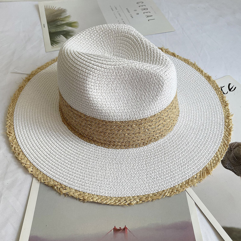Fringed Brim Panama Hat Wide B - Bucket Hat Straw บทวิจารณ์และราคา