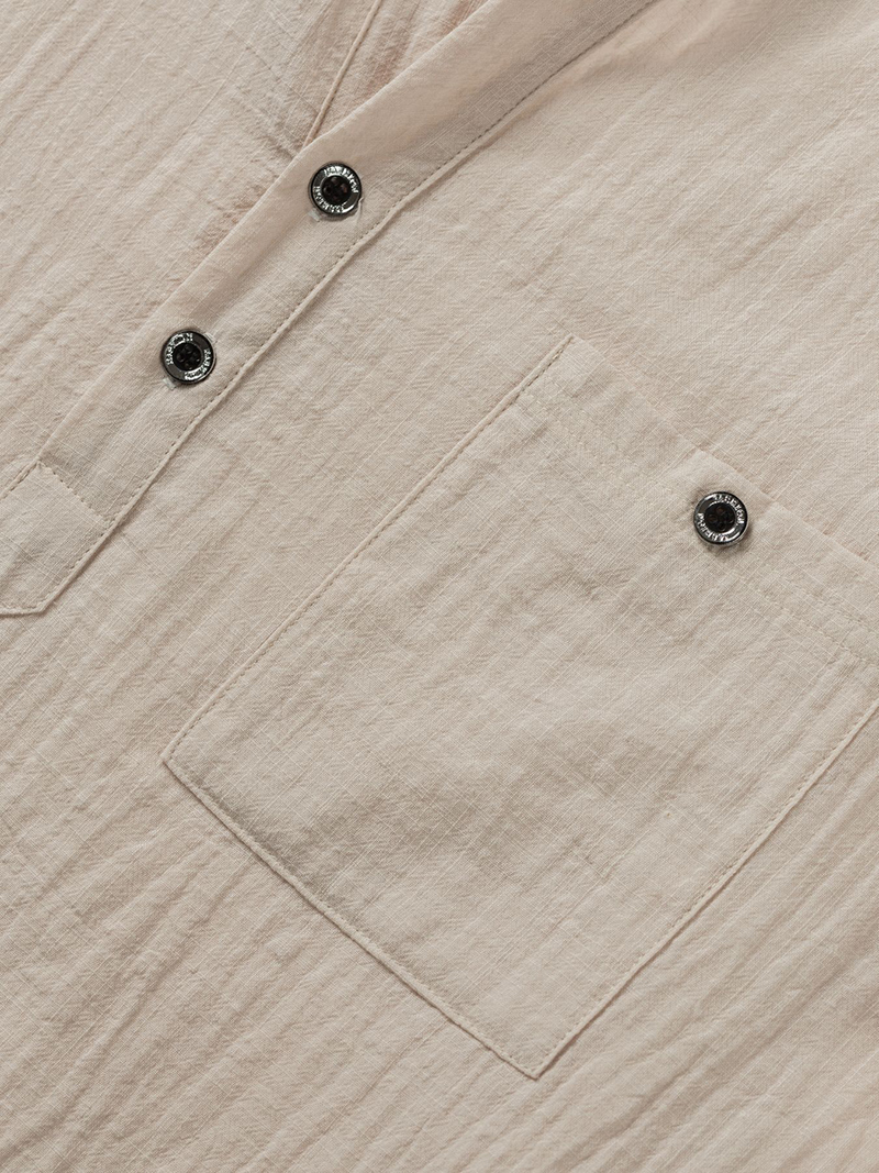 Men's Cotton Linen Henley Shir - Linen Shirt Breathable บทวิจารณ์และราคา