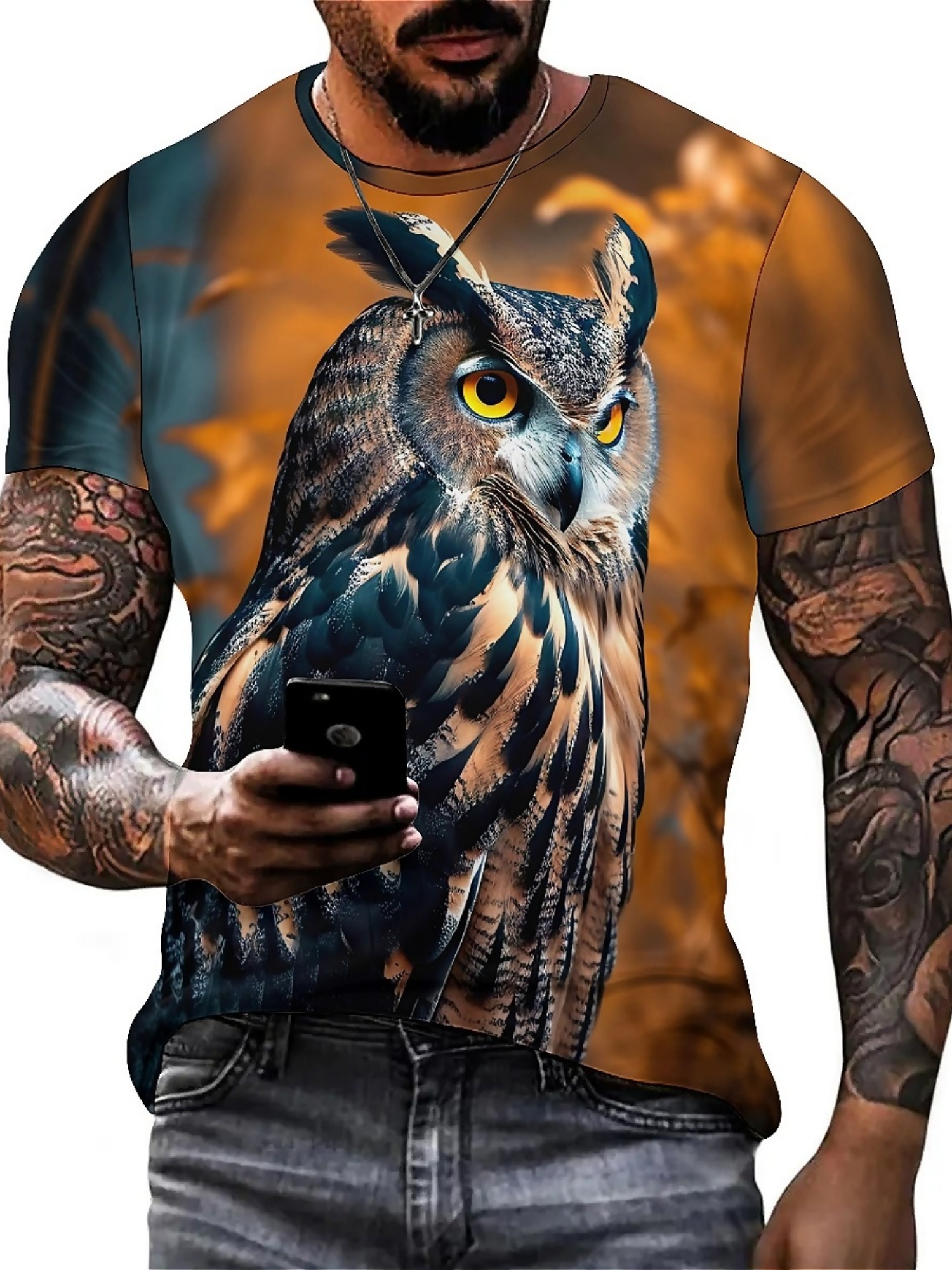 Men's & Women's 3D Print Owl G - Tee Graphic Print บทวิจารณ์และราคา