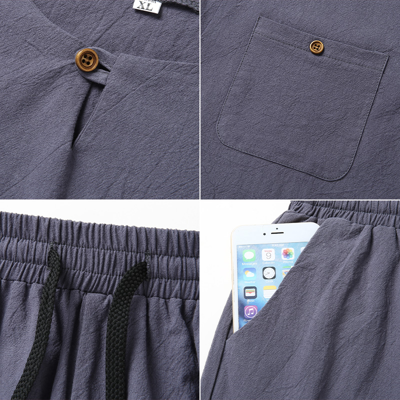 High-quality fashionable men's - Short Linen Drawstring บทวิจารณ์และราคา