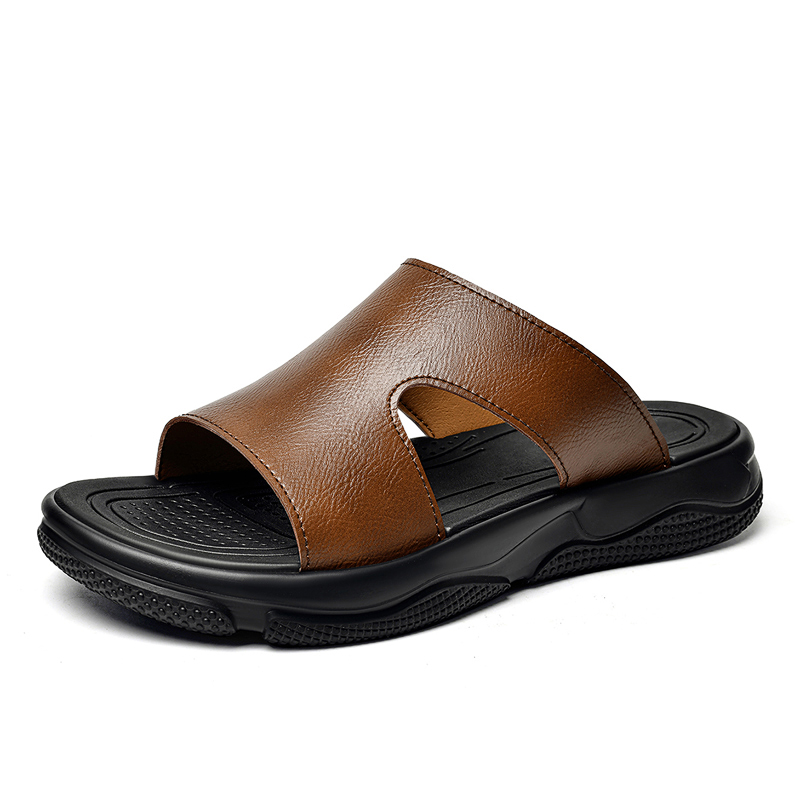 Men's Leather Slide Sandals No - Flip Flop Leather Men บทวิจารณ์และราคา