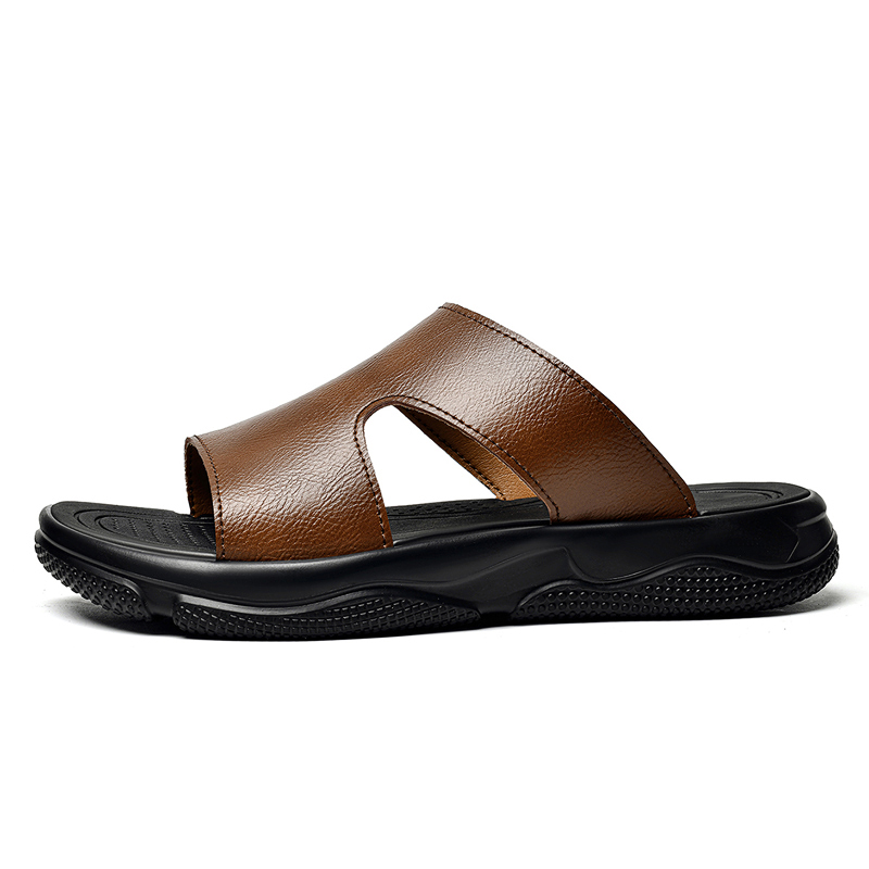 Men's Leather Slide Sandals No - Flip Flop Leather Men บทวิจารณ์และราคา