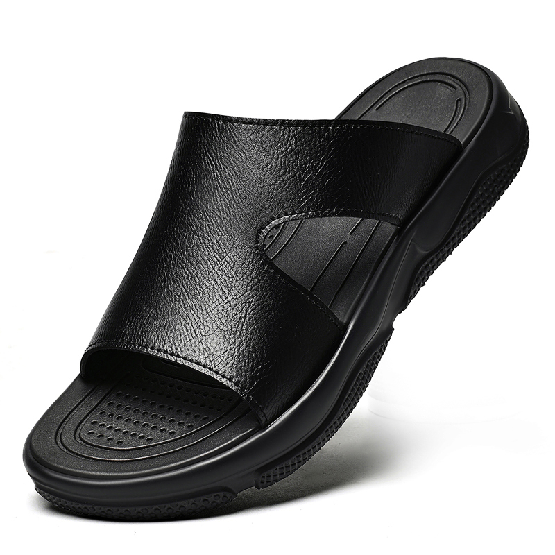 Men's Leather Slide Sandals No - Flip Flop Leather Men บทวิจารณ์และราคา