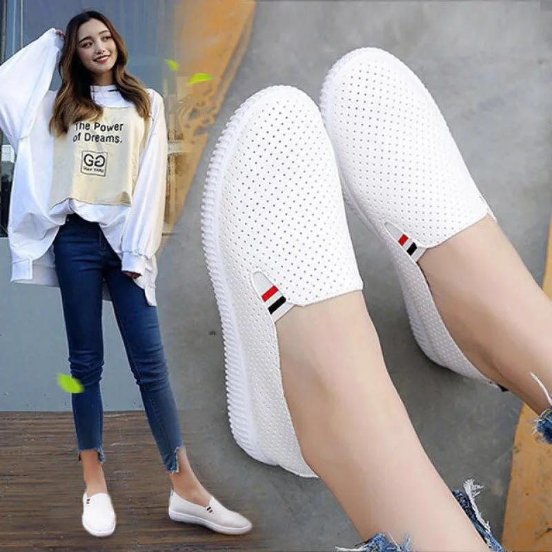 Women Sneakers White Flats Cut - Espadrille Slip On บทวิจารณ์และราคา
