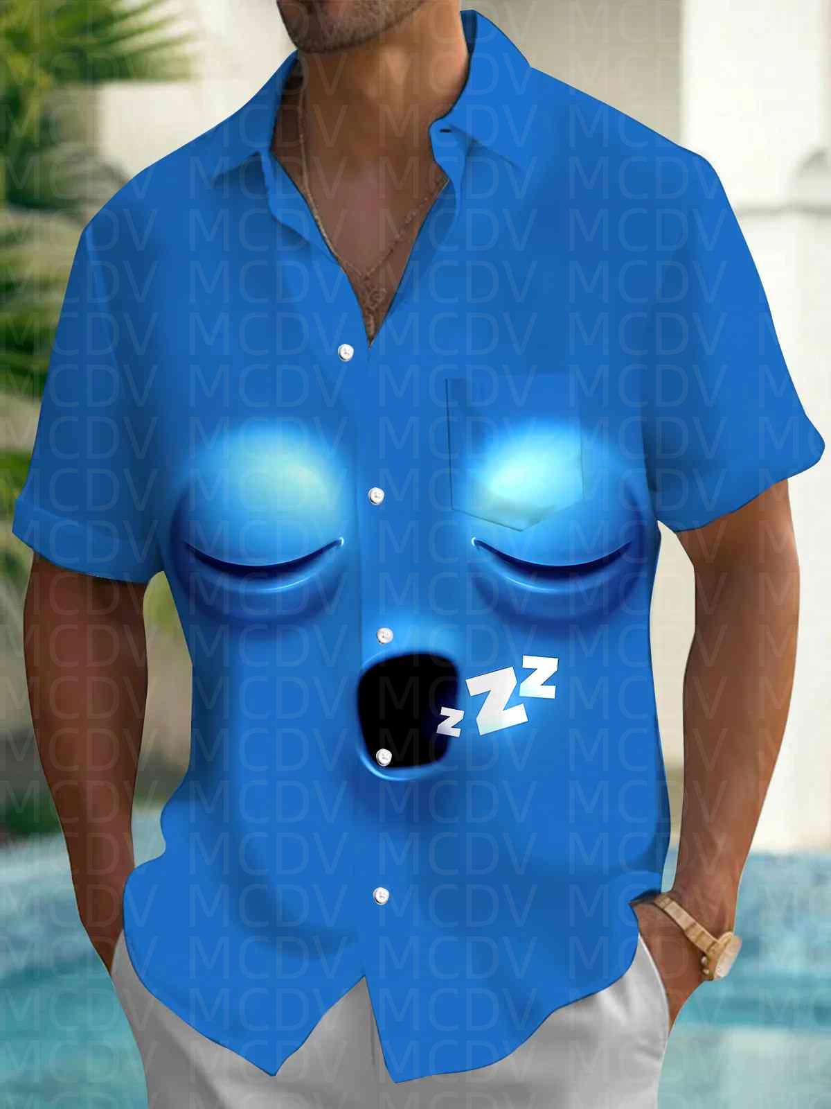 Cute Pattern Men's Hawaiian Sh - Shirt Camp Collar บทวิจารณ์และราคา
