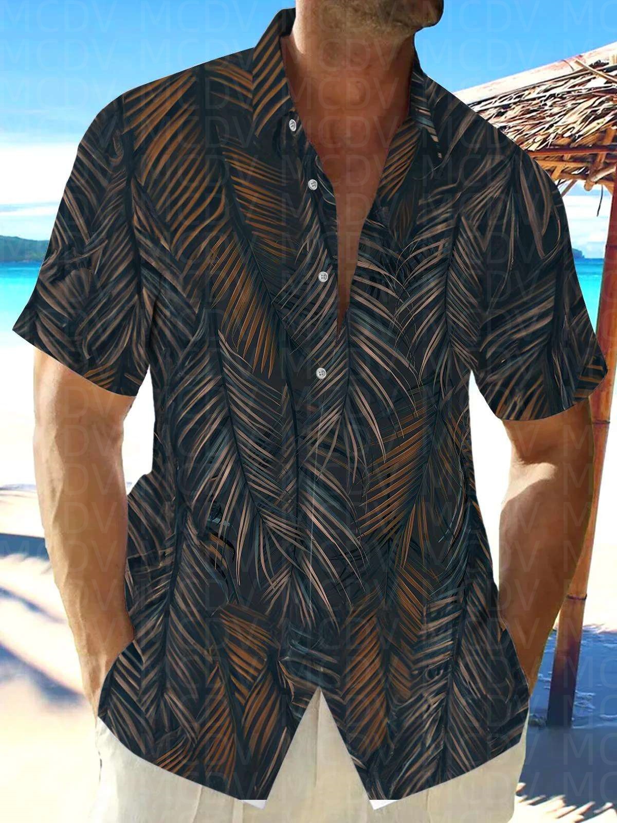 Cute Pattern Men's Hawaiian Sh - Shirt Camp Collar บทวิจารณ์และราคา
