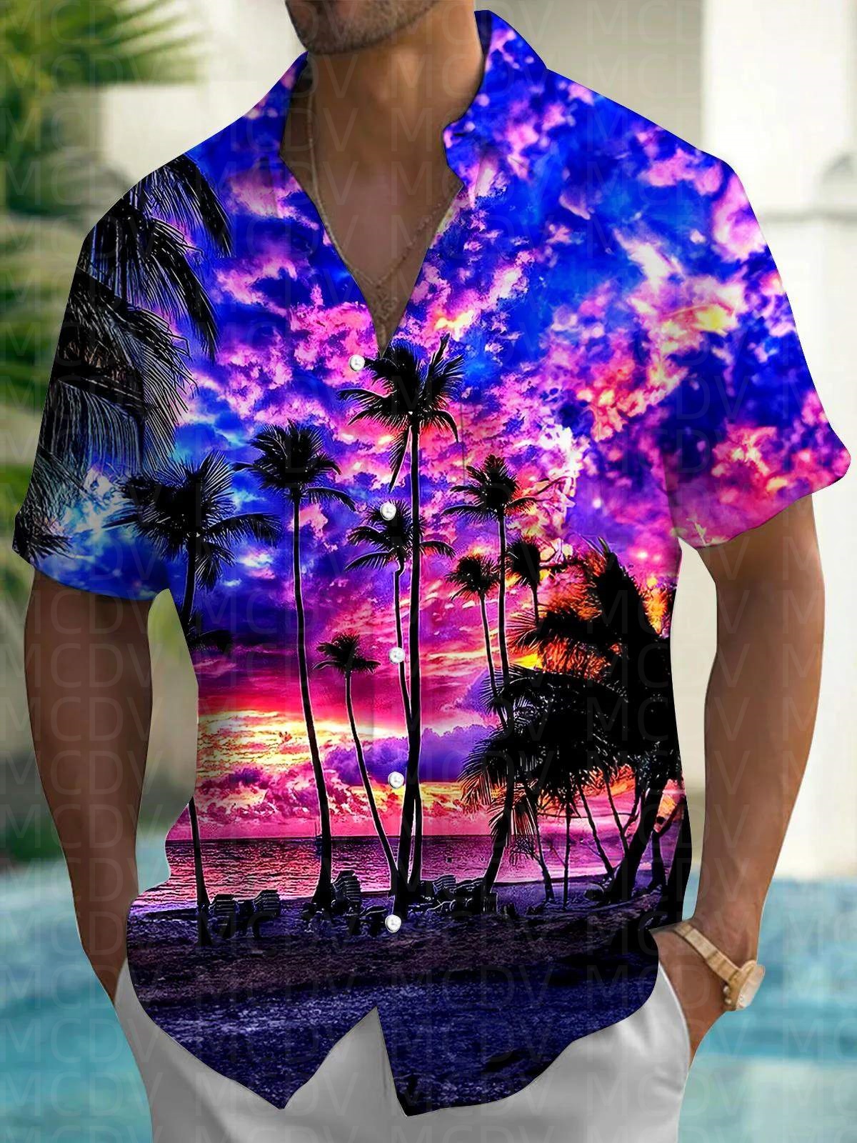 Cute Pattern Men's Hawaiian Sh - Shirt Camp Collar บทวิจารณ์และราคา
