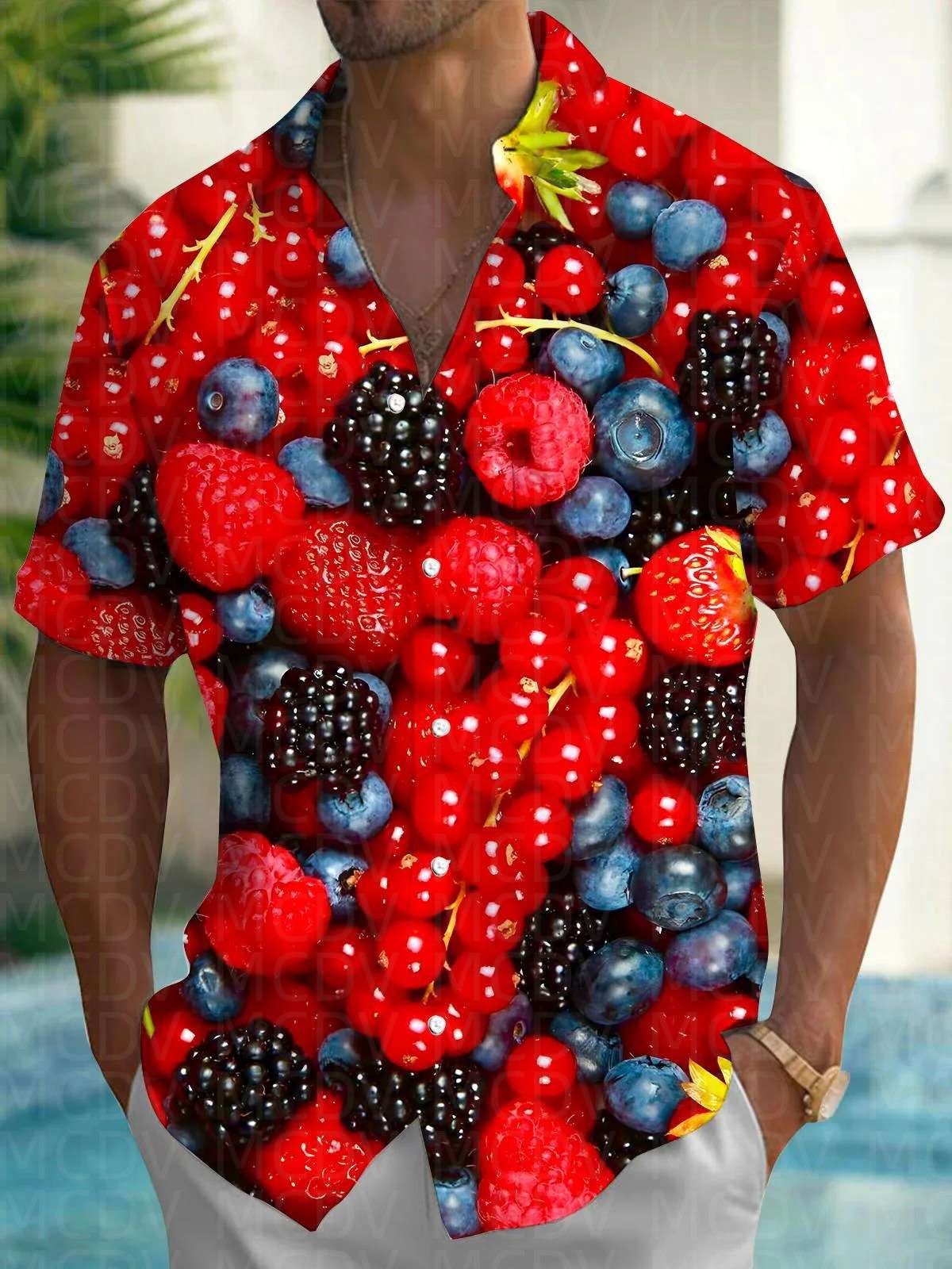 Cute Pattern Men's Hawaiian Sh - Shirt Camp Collar บทวิจารณ์และราคา