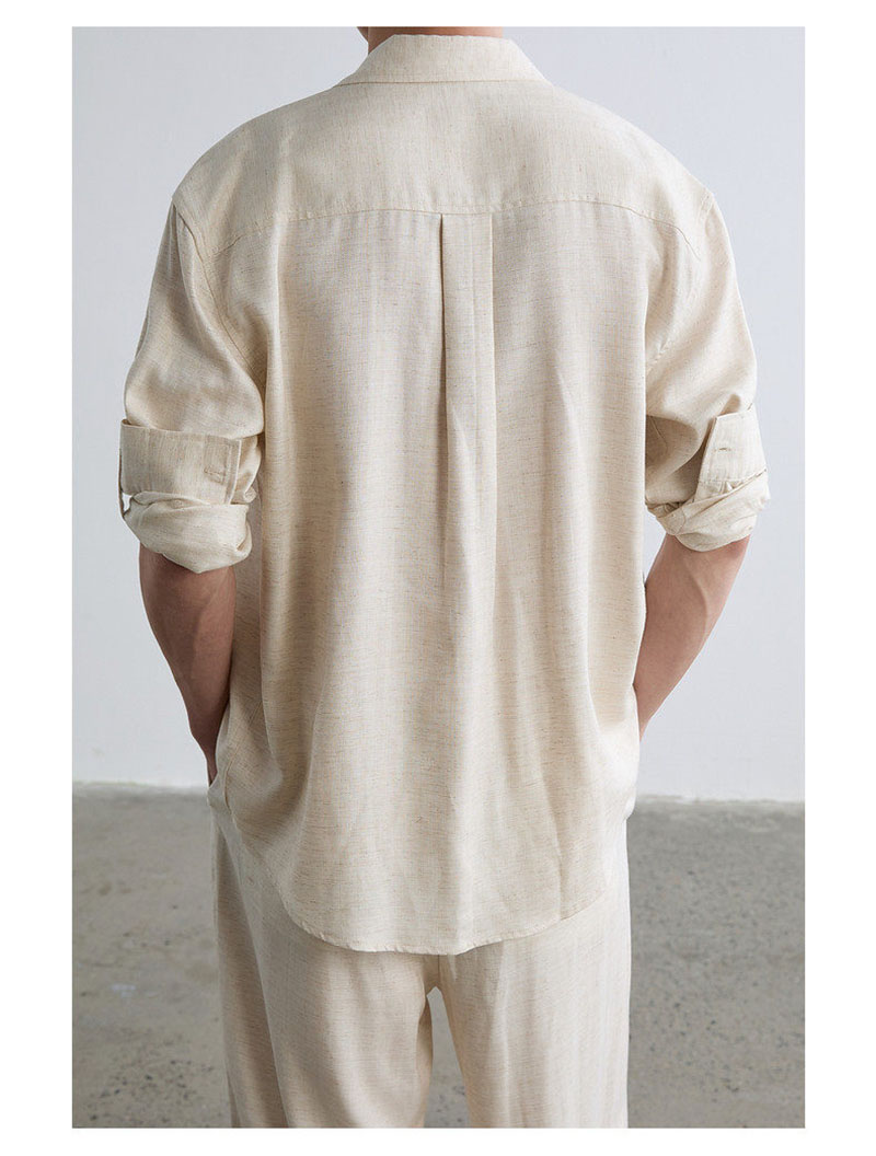 High-end Natural Linen Men's S - Linen Shirt Breathable บทวิจารณ์และราคา