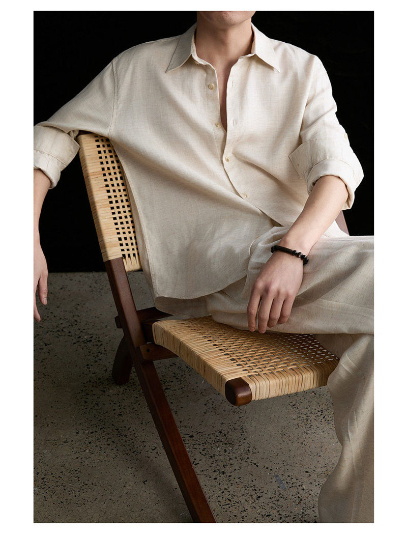 High-end Natural Linen Men's S - Linen Shirt Breathable บทวิจารณ์และราคา