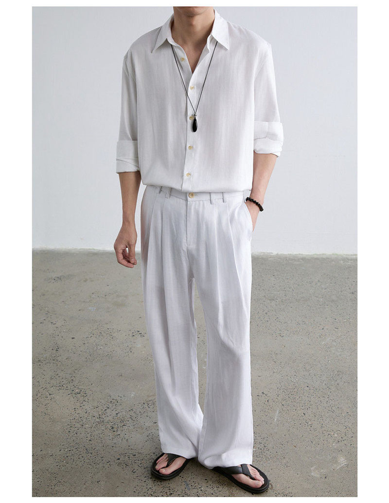 High-end Natural Linen Men's S - Linen Shirt Breathable บทวิจารณ์และราคา