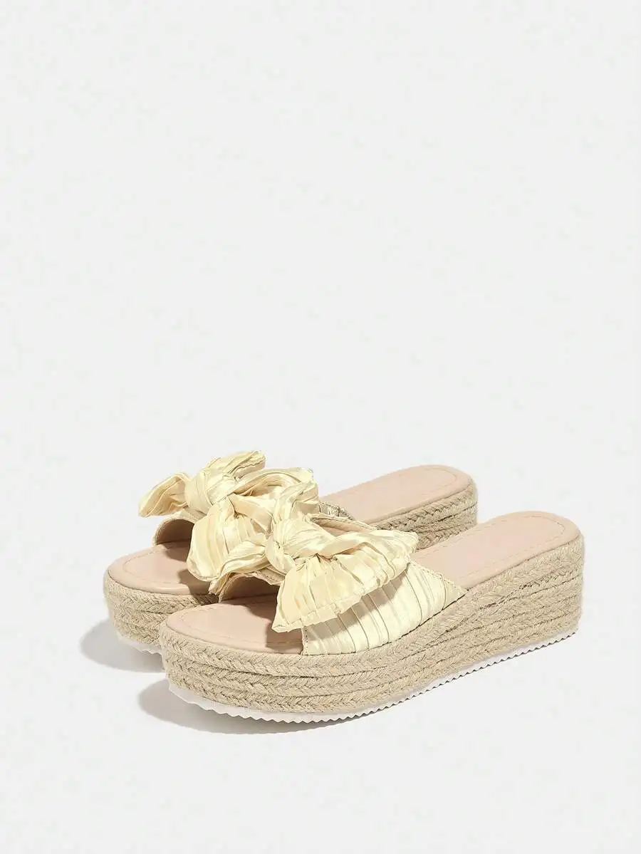 Pleated Satin Bow Espadrille P - Espadrille Slip On บทวิจารณ์และราคา