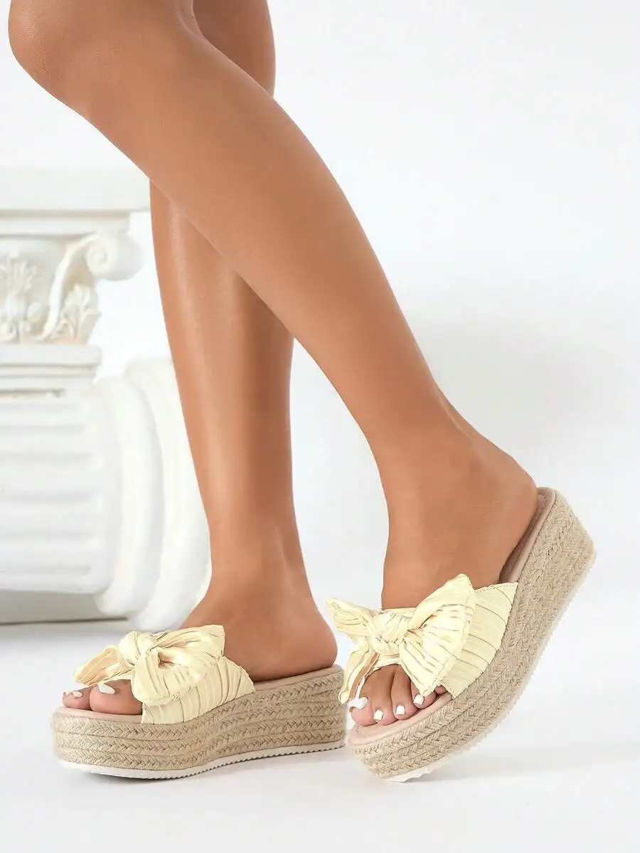 Pleated Satin Bow Espadrille P - Espadrille Slip On บทวิจารณ์และราคา