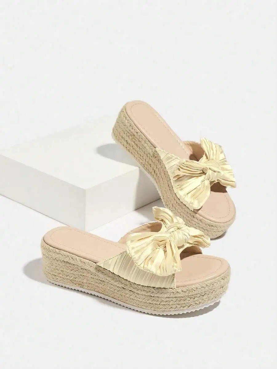 Pleated Satin Bow Espadrille P - Espadrille Slip On บทวิจารณ์และราคา