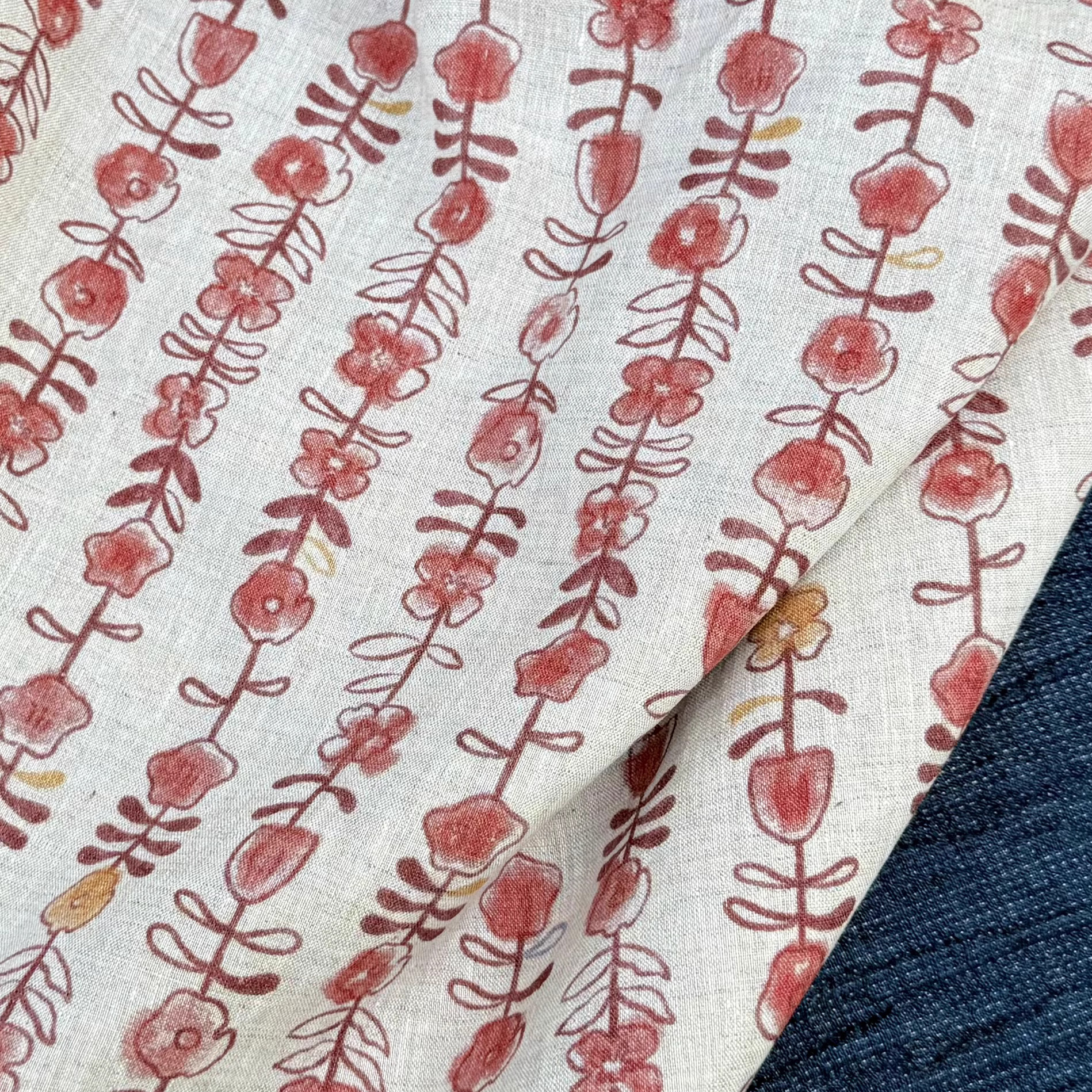 1yard Unique flowers print fab - Linen Shirt Breathable บทวิจารณ์และราคา