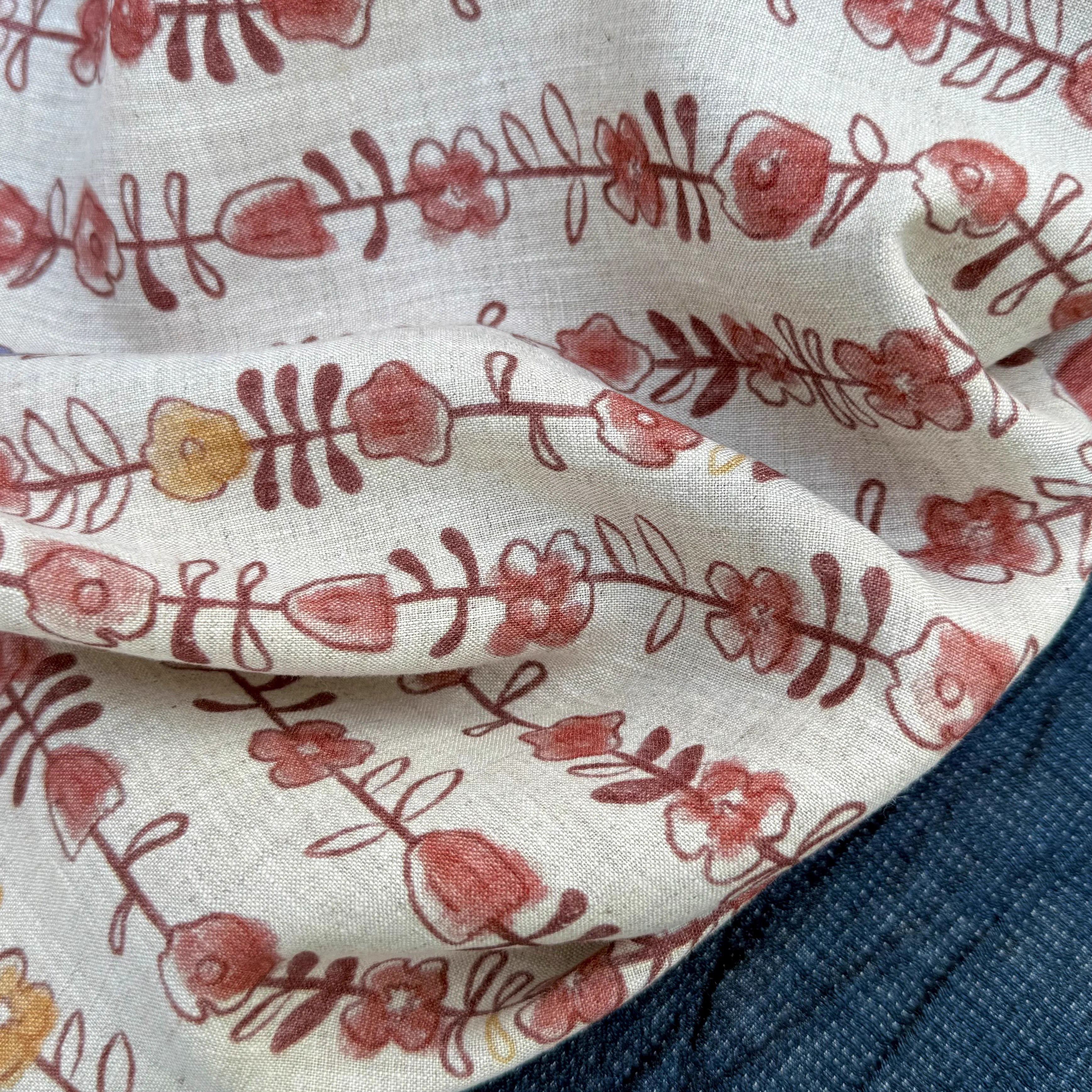 1yard Unique flowers print fab - Linen Shirt Breathable บทวิจารณ์และราคา