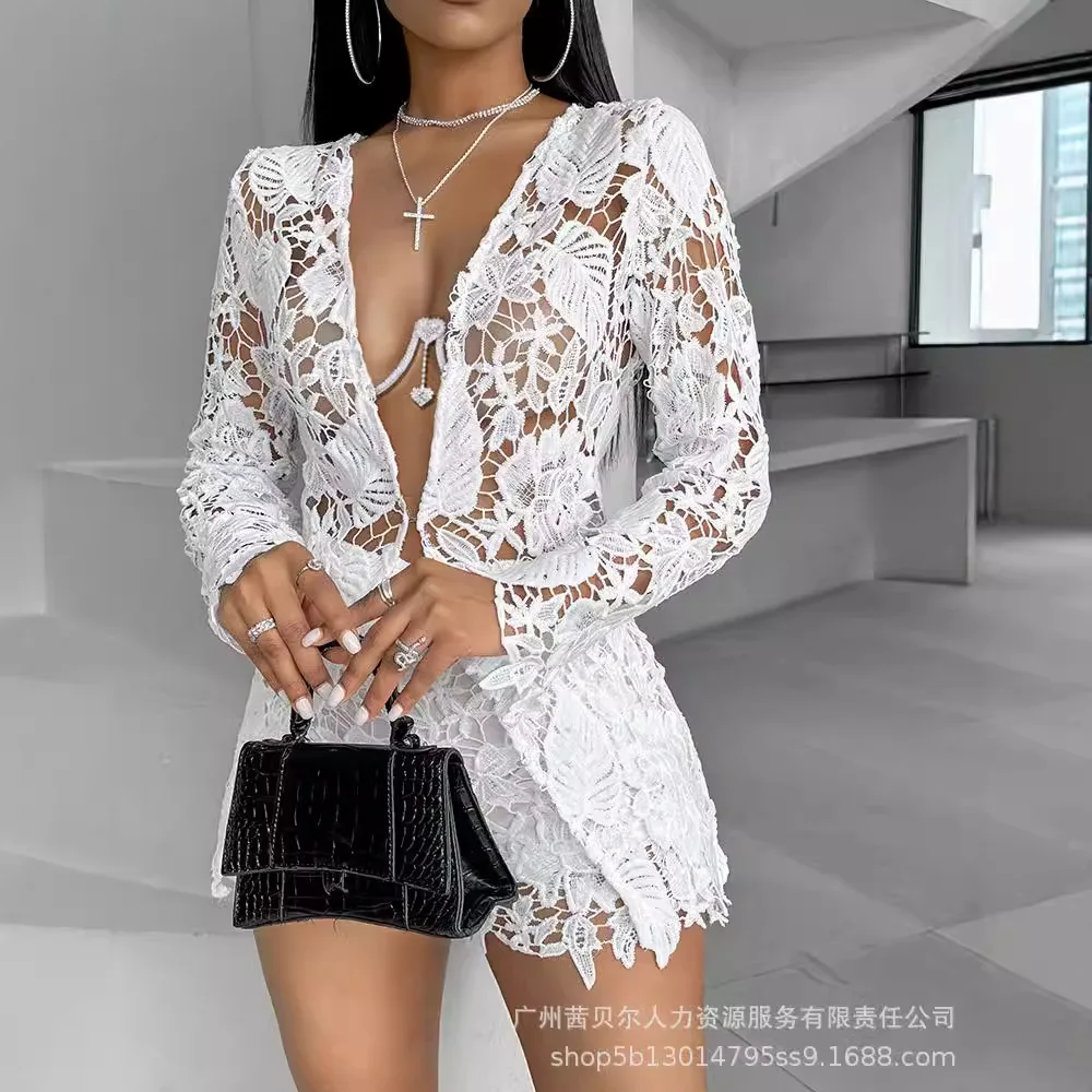 Women Sexy Short Sets Hollow O - Linen Shirt Breathable บทวิจารณ์และราคา
