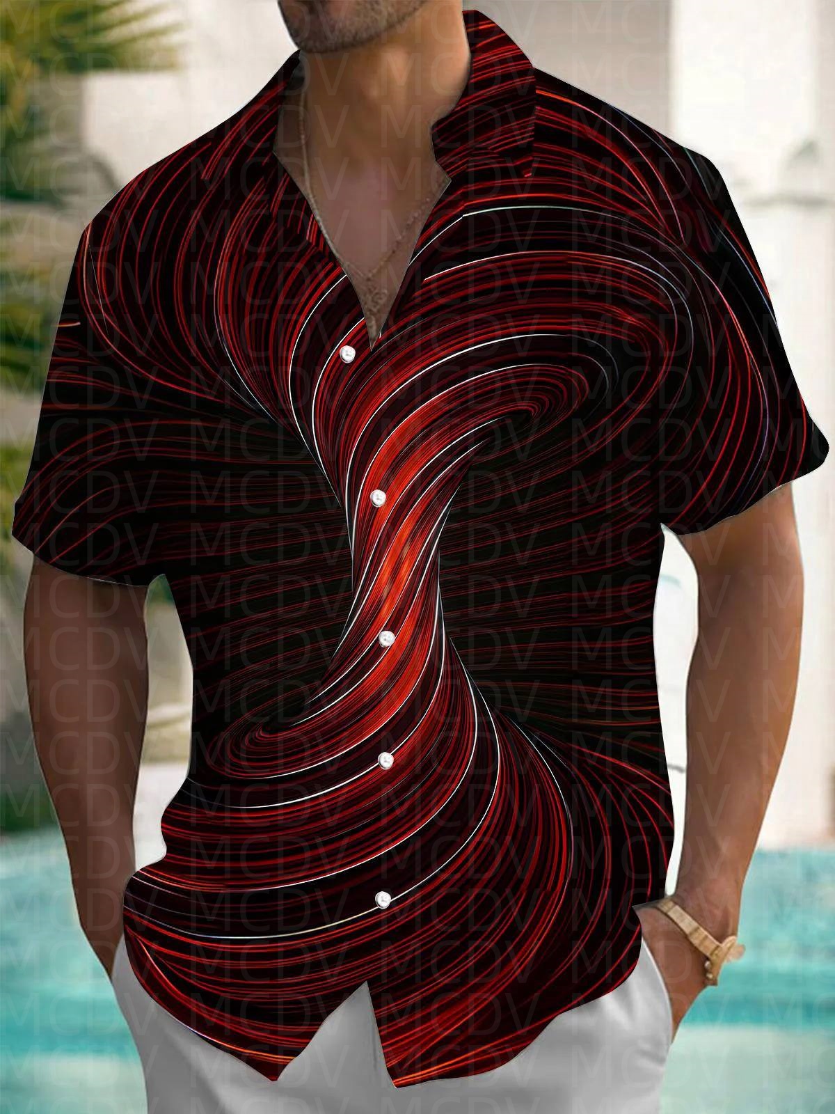 Star Pattern Style Men's Hawai - Shirt Camp Collar บทวิจารณ์และราคา