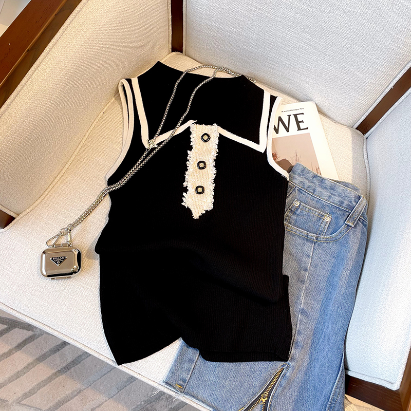 Slim Fit Knitted Vest Women's  - Shirt Camp Collar บทวิจารณ์และราคา