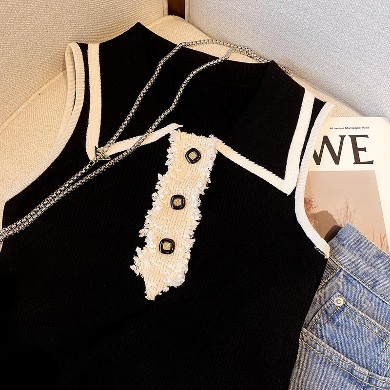 Slim Fit Knitted Vest Women's  - Shirt Camp Collar บทวิจารณ์และราคา