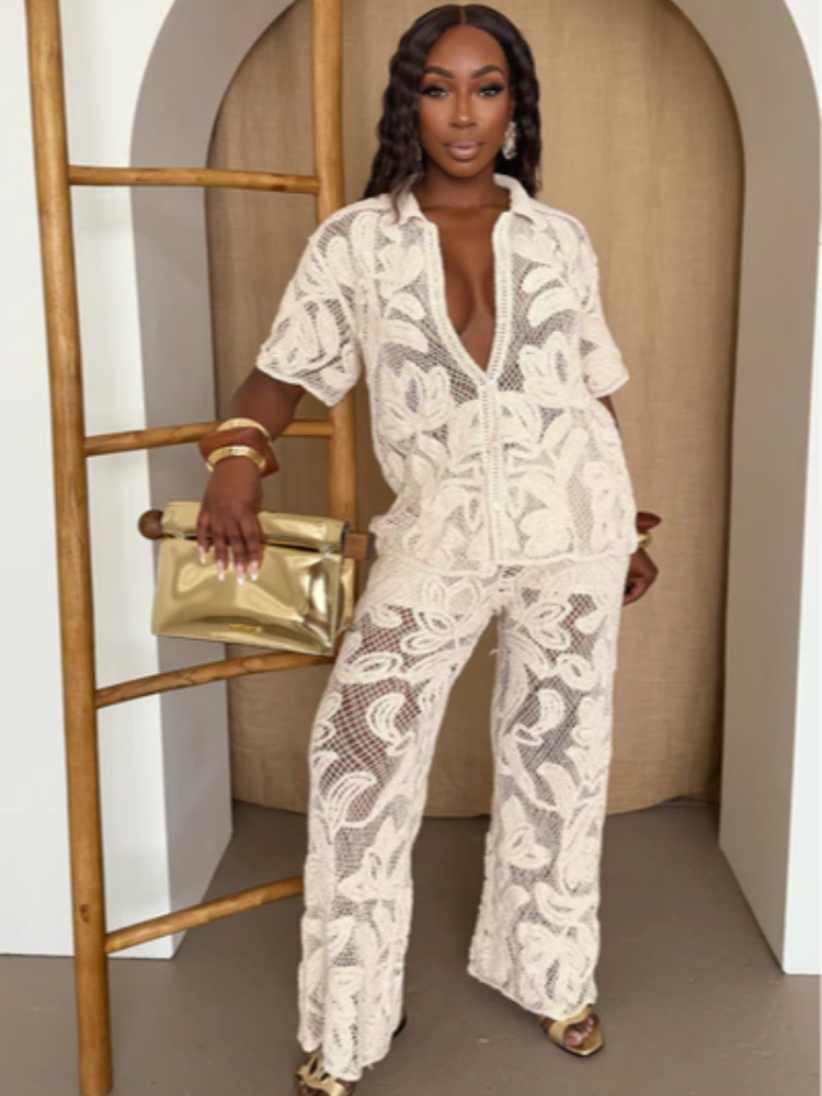 Women's Stylish 2 Piece Set Cr - Resort Shirt Floral บทวิจารณ์และราคา