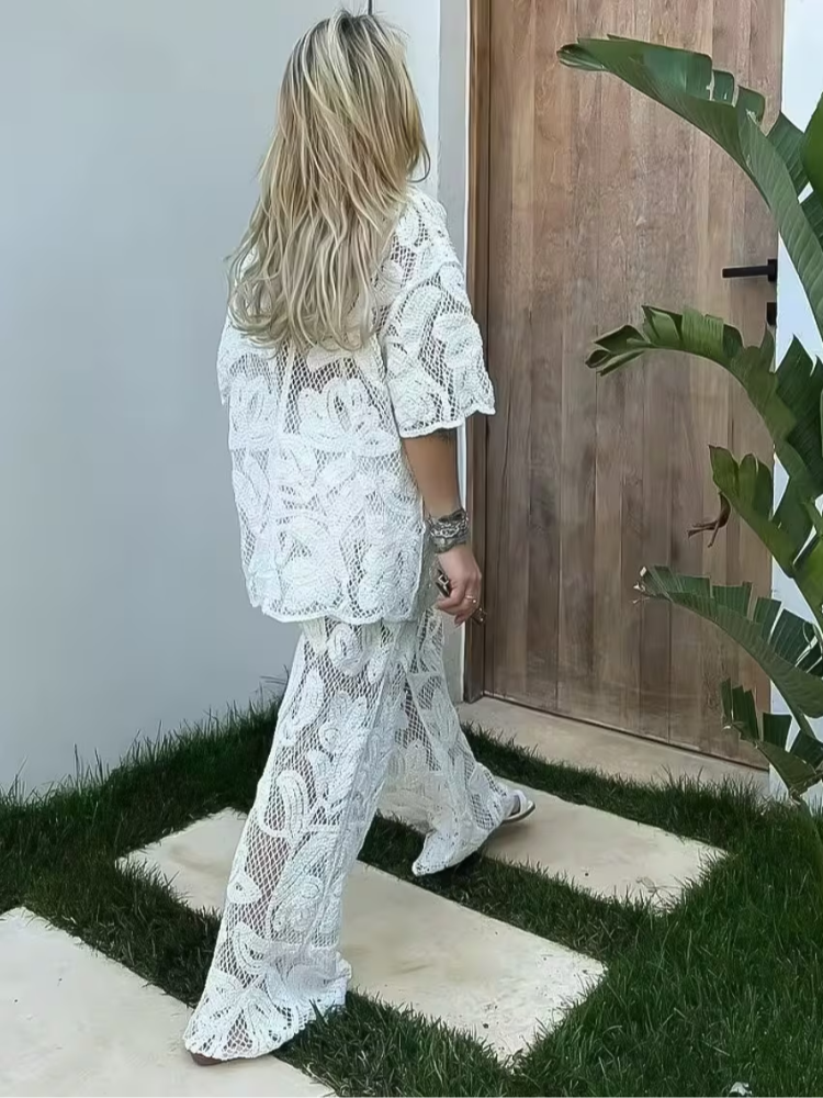 Women's Stylish 2 Piece Set Cr - Resort Shirt Floral บทวิจารณ์และราคา