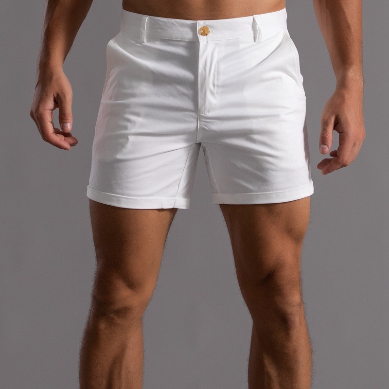 Men Slim Fit Chino Shorts Roll - Shorts Chino Slim บทวิจารณ์และราคา