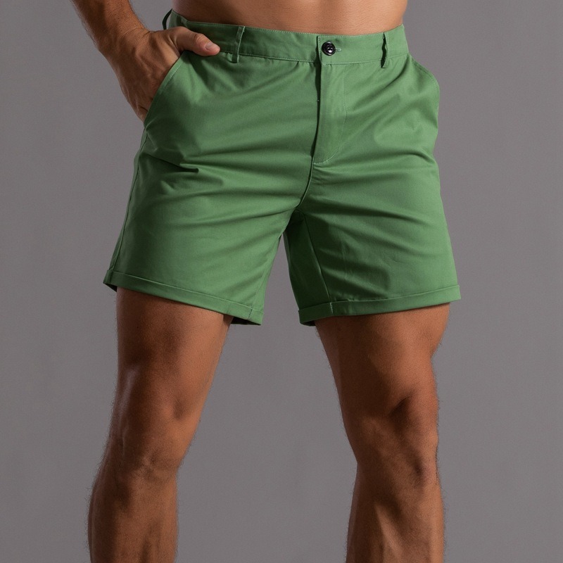 Men Slim Fit Chino Shorts Roll - Shorts Chino Slim บทวิจารณ์และราคา