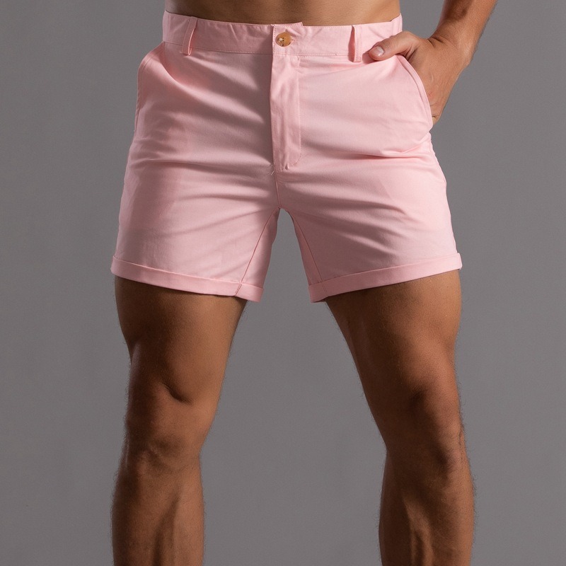 Men Slim Fit Chino Shorts Roll - Shorts Chino Slim บทวิจารณ์และราคา
