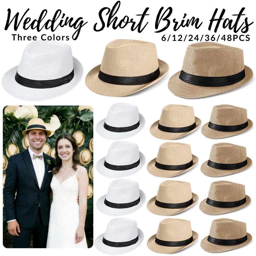 6-48PACK Wedding Straw Fedora  - Bucket Hat Straw บทวิจารณ์และราคา