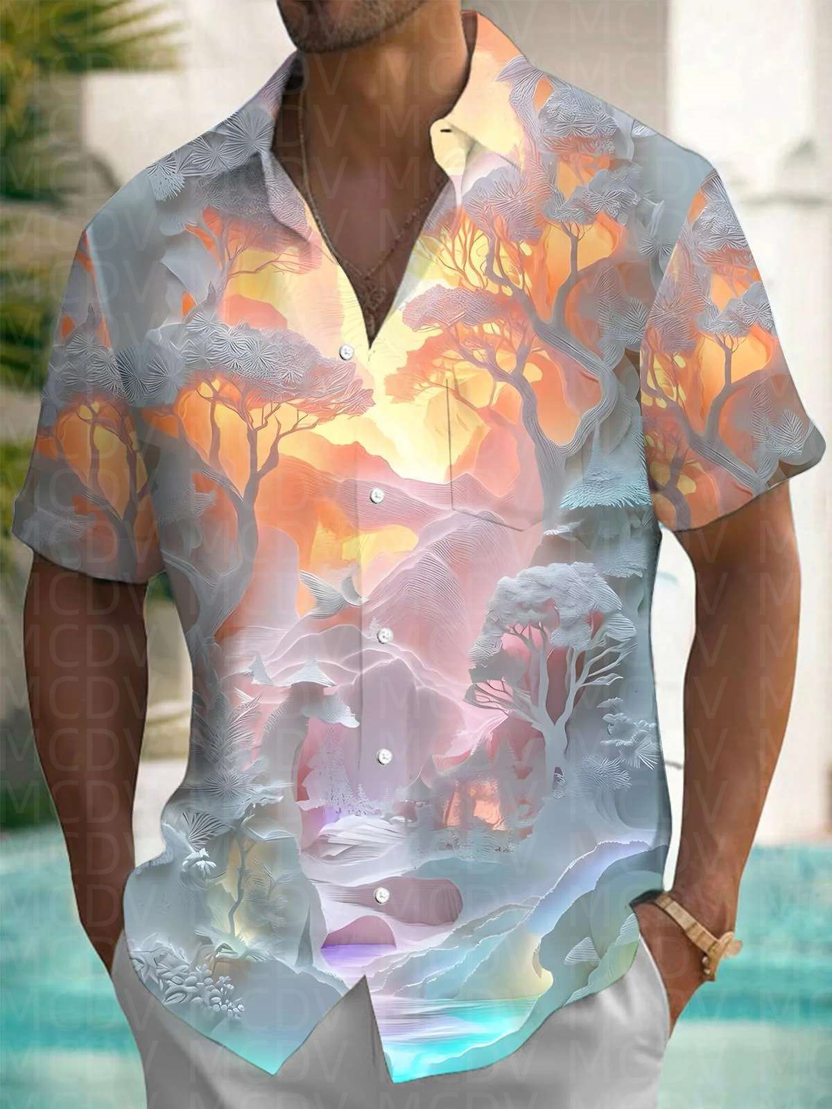 Trump Pattern Men's Hawaiian S - Shirt Camp Collar บทวิจารณ์และราคา