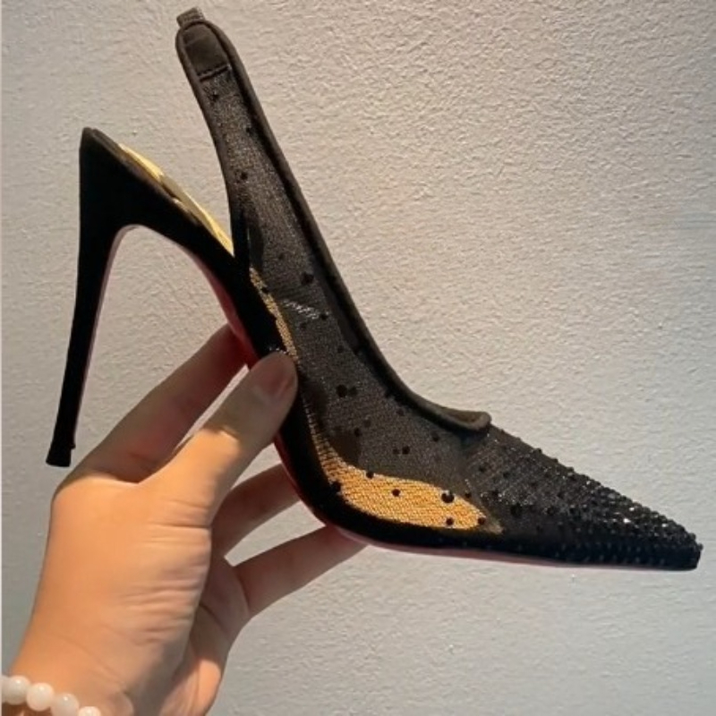 Mesh Rhinestone Rear Empty Sti - Casual Sandal Leather บทวิจารณ์และราคา