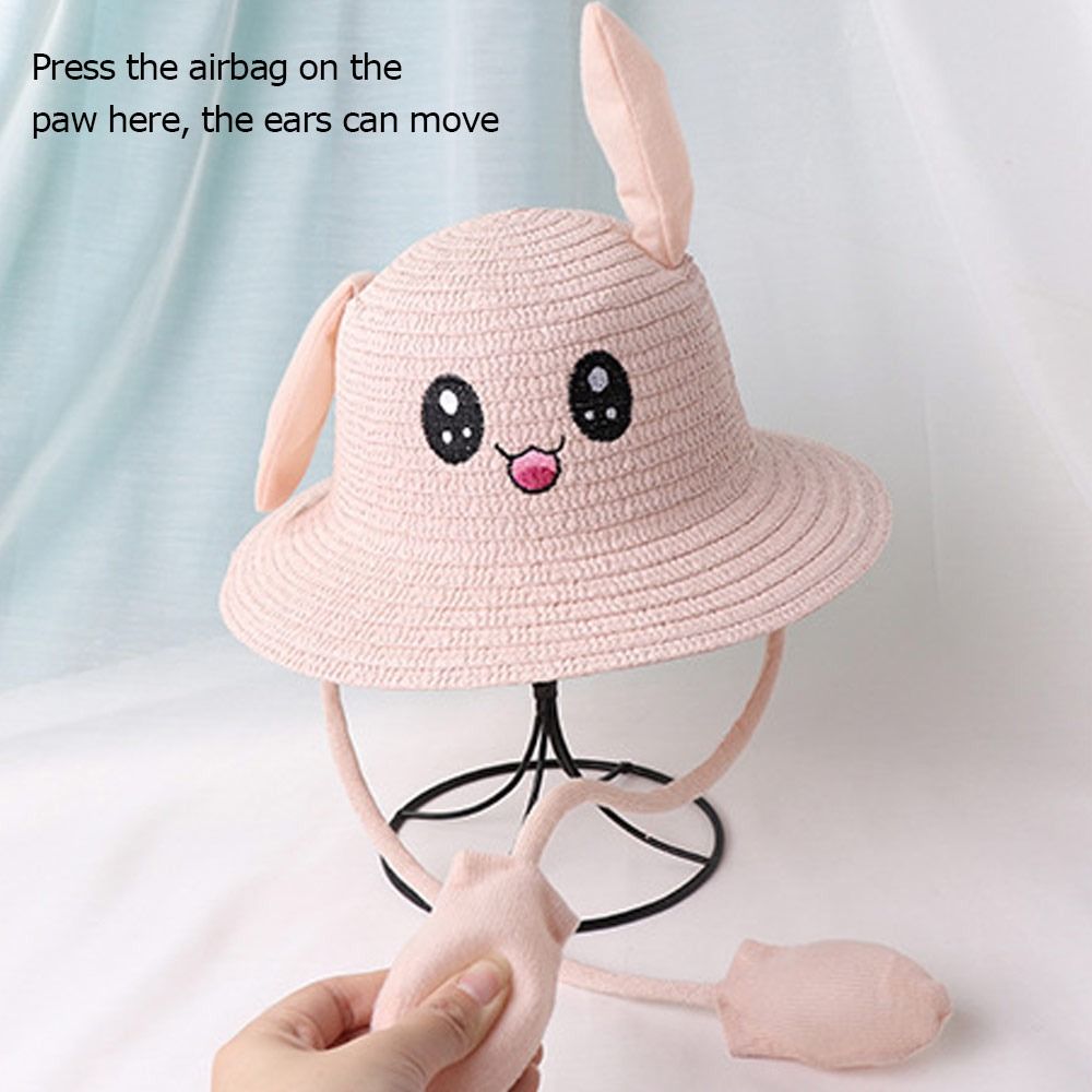 Summer Bucket Cap Moving Ears  - Bucket Hat Straw บทวิจารณ์และราคา