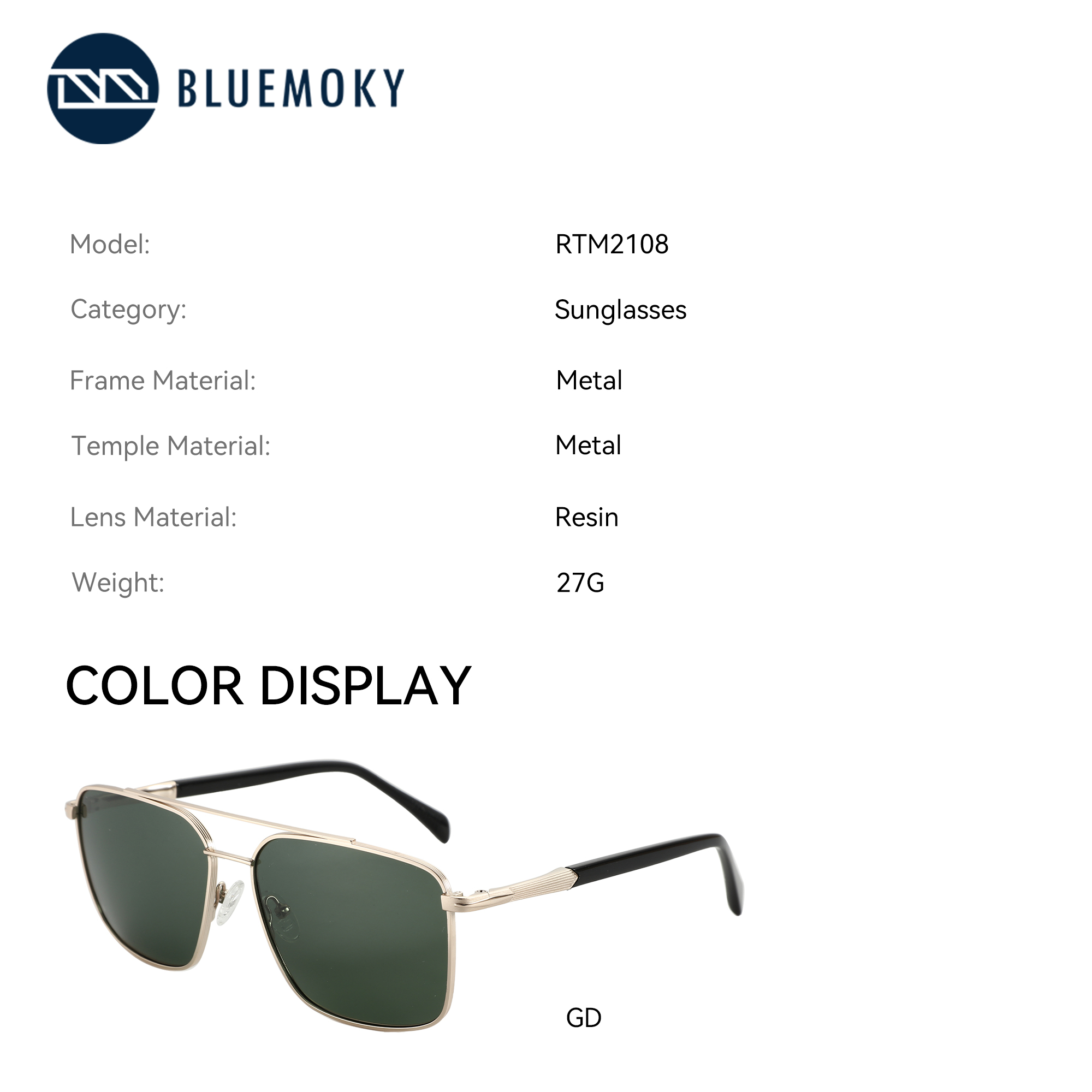 BLUEMOKY L Size Fashion Metal  - Sunglasses Aviator Polarized บทวิจารณ์และราคา