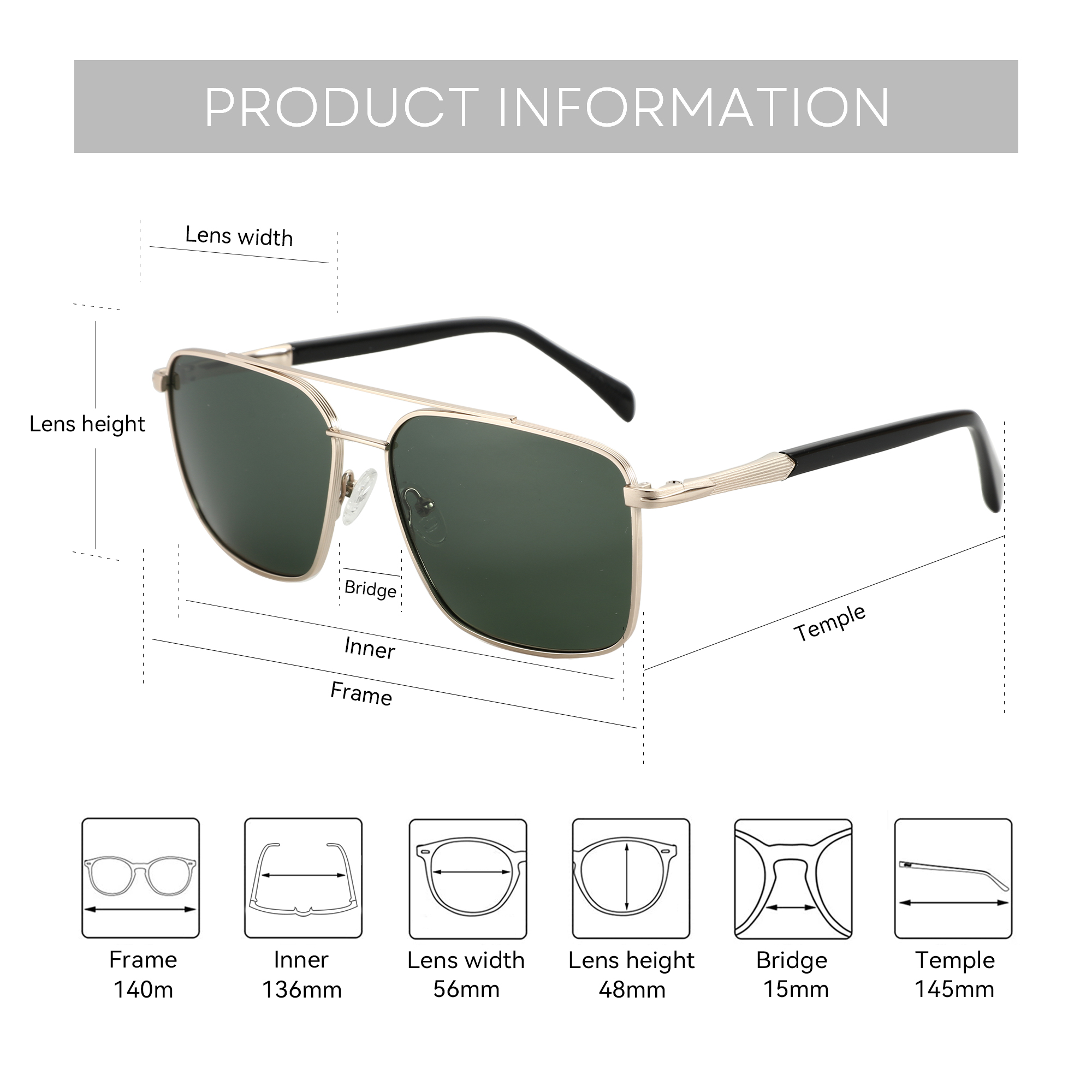 BLUEMOKY L Size Fashion Metal  - Sunglasses Aviator Polarized บทวิจารณ์และราคา