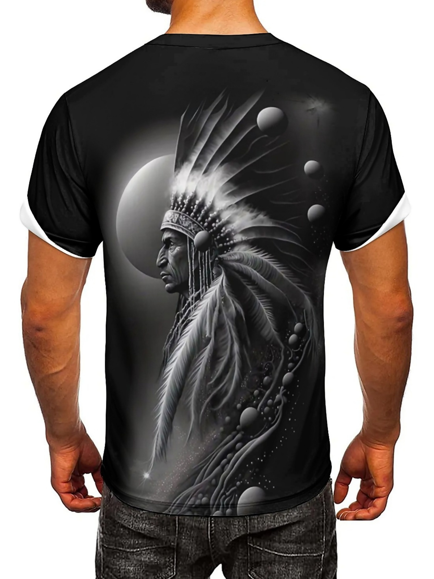 Men's 3D Printed Tribal Chieft - Tee Graphic Print บทวิจารณ์และราคา