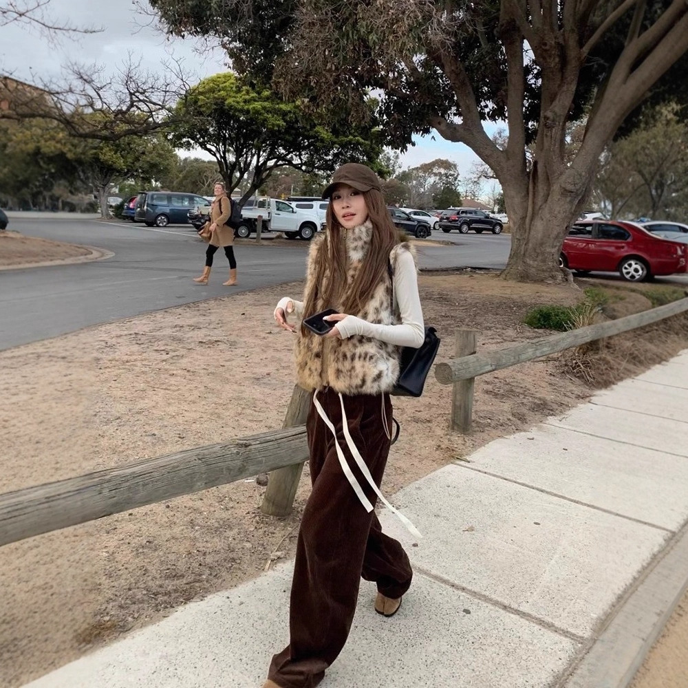 Women Faux Fur Vest Coats Shor - Short Linen Drawstring บทวิจารณ์และราคา