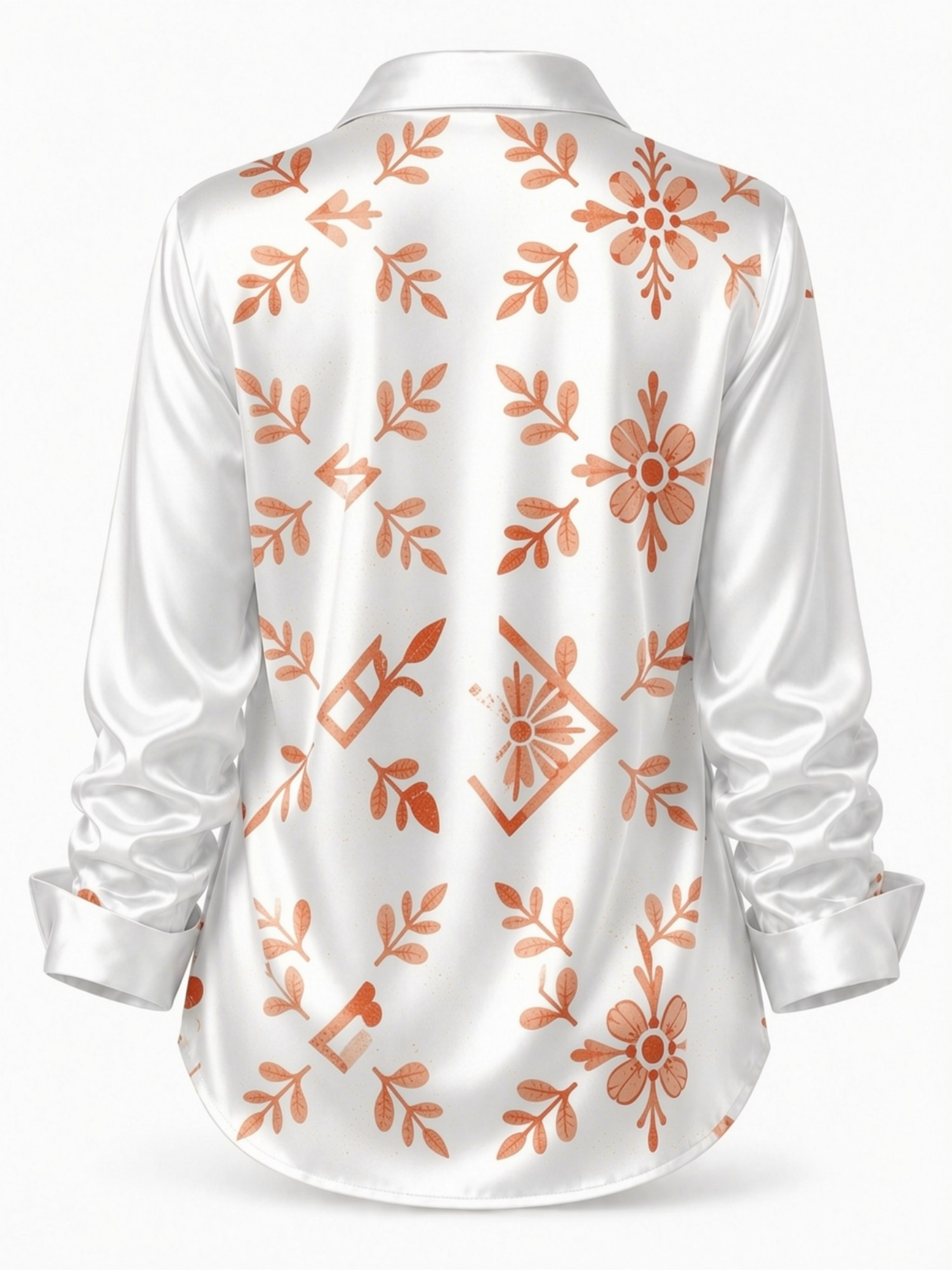 Cream Orange Floral Satin Blou - Resort Shirt Floral บทวิจารณ์และราคา