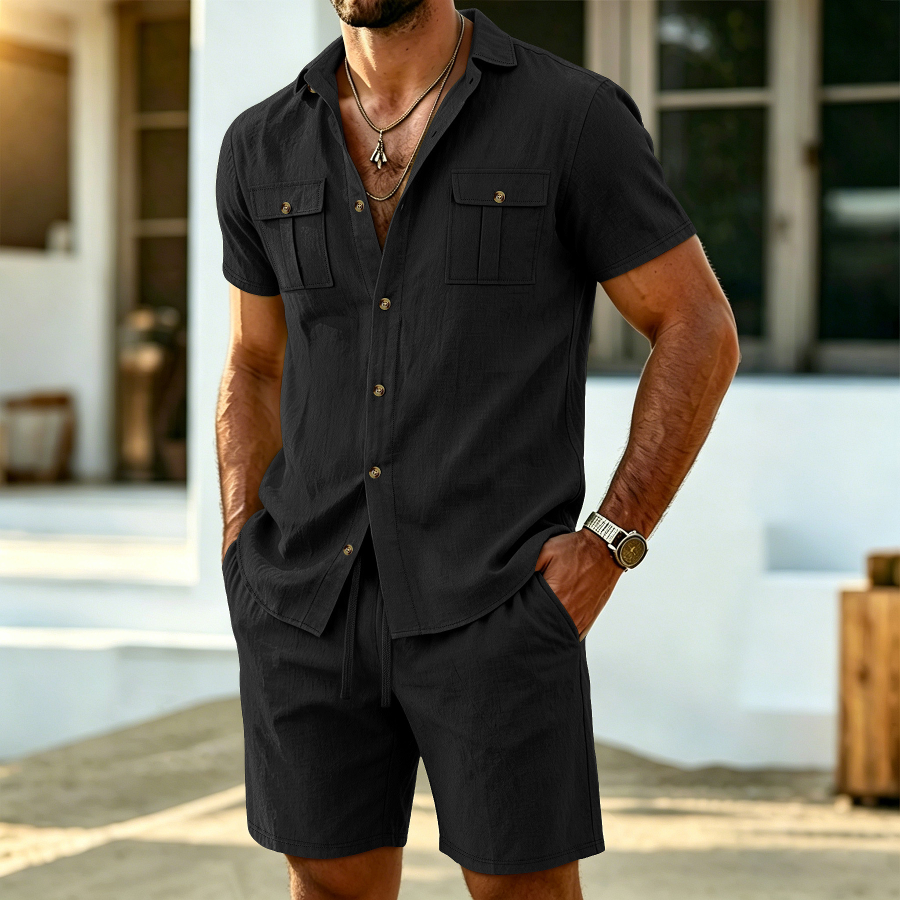 New summer men's linen outdoor - Linen Shirt Breathable บทวิจารณ์และราคา
