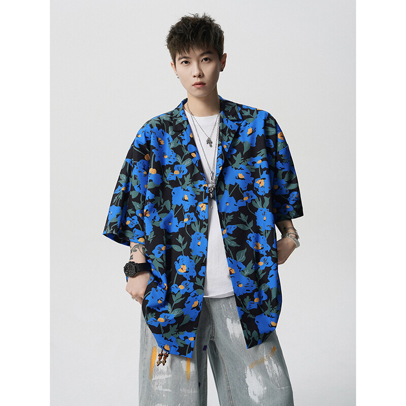 Summer Vintage Floral Print Lo - Resort Shirt Floral บทวิจารณ์และราคา