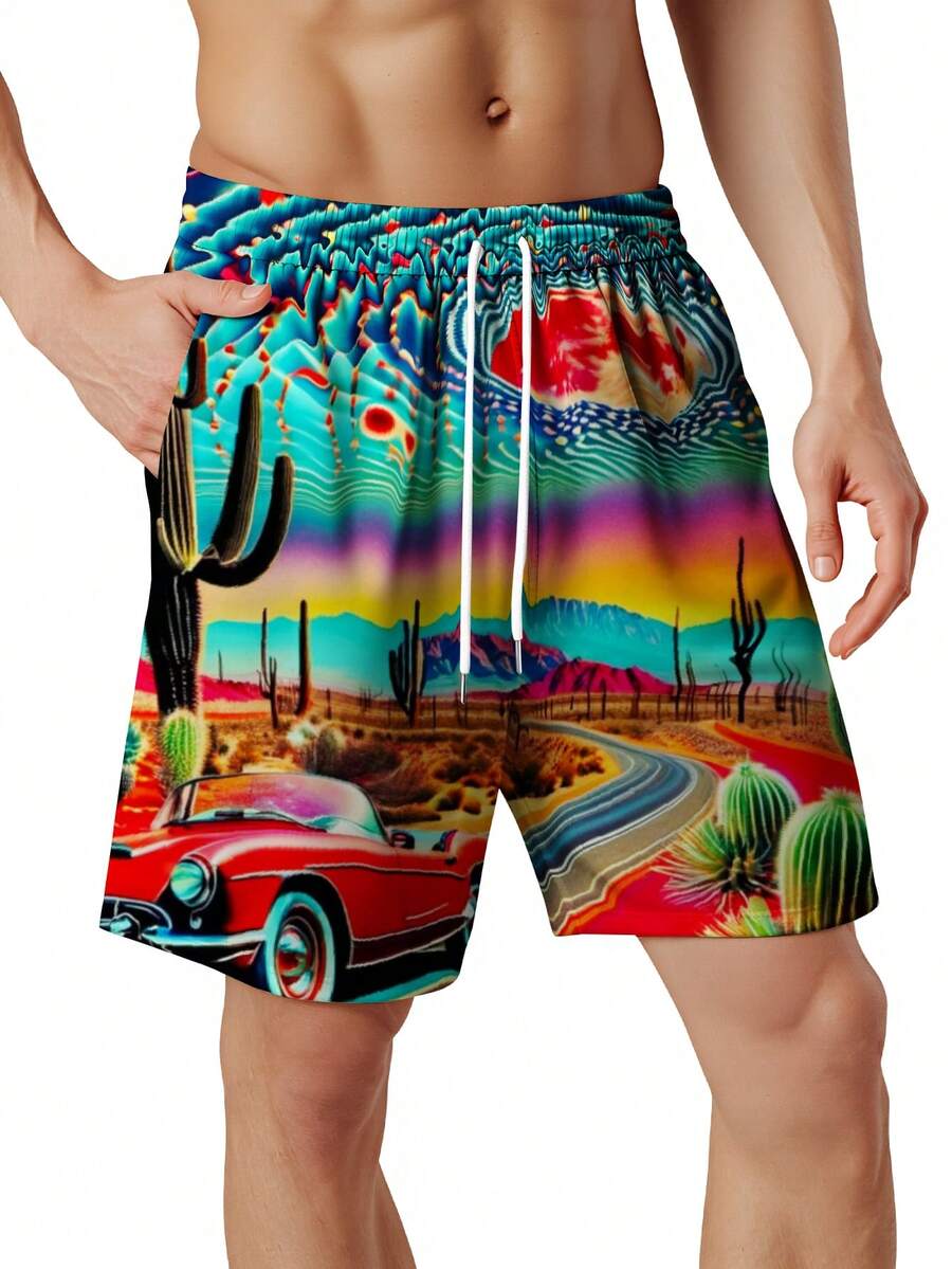 Mens Desert Scene Swim Trunks  - Swim Trunk Quick Dry บทวิจารณ์และราคา