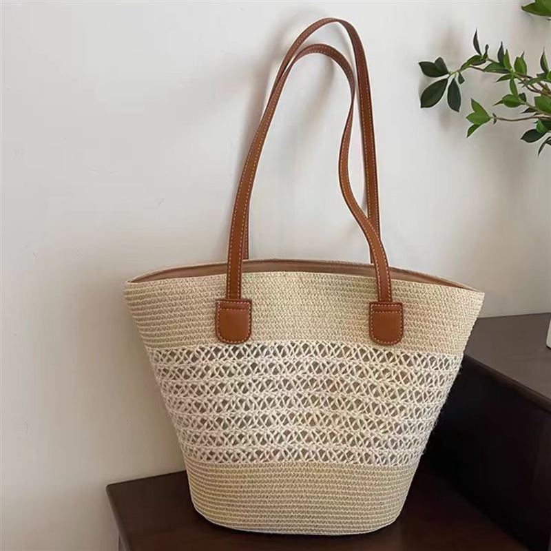 Large Capacity Straw Woven Bag - Bucket Hat Straw บทวิจารณ์และราคา