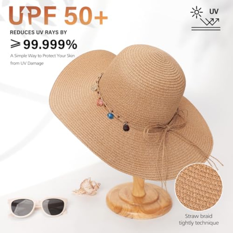 Trifabricy Beach Sun Straw Hat - Packable Hat Nylon บทวิจารณ์และราคา