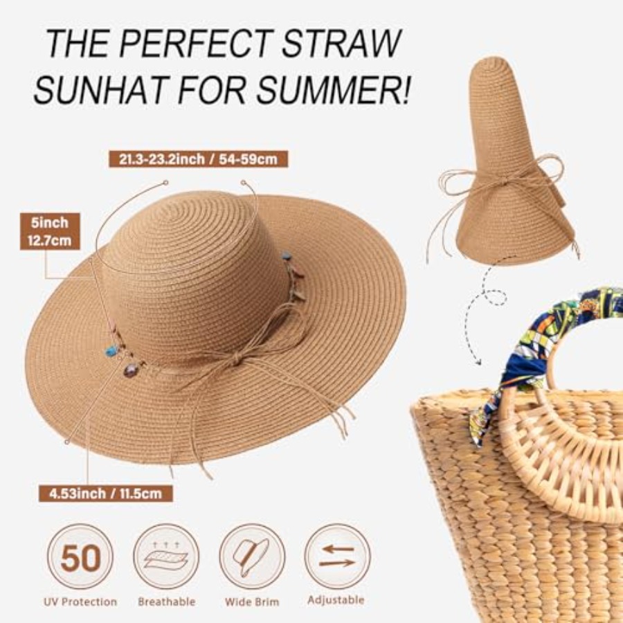 Trifabricy Beach Sun Straw Hat - Packable Hat Nylon บทวิจารณ์และราคา